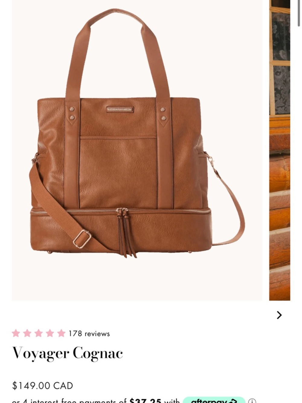 Poppy & Peonies Cognac Travel Tote
